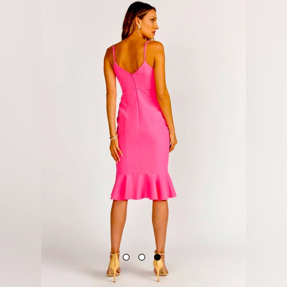 Do + Be Fuchsia Pink Sleeveless Side Ruffle Sweetheart Frill Midi Dress Small S - Picture 3 of 8